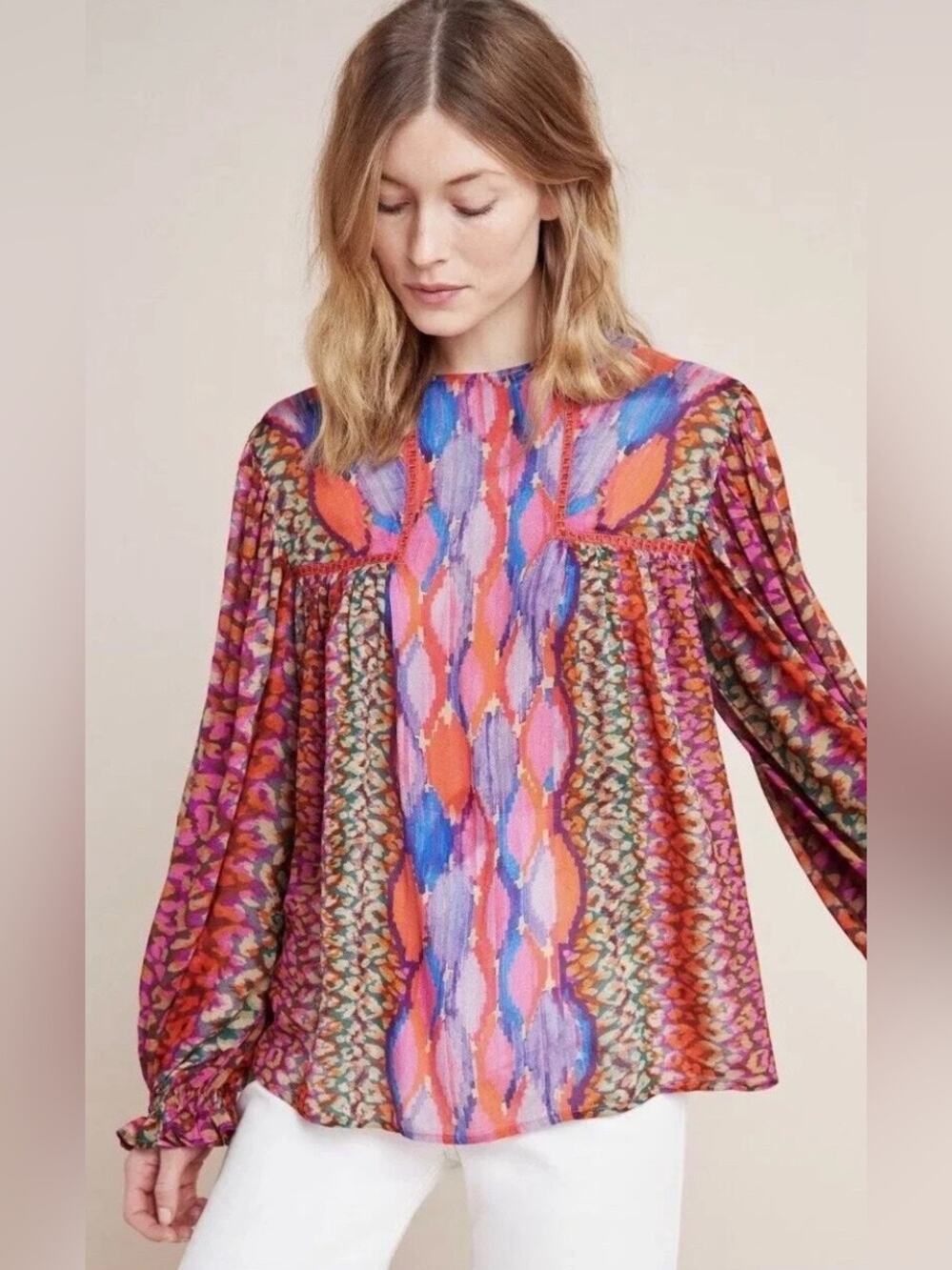 Anthropologie Bl^nk London Miranda Peasant Blouse Eclectic Top
